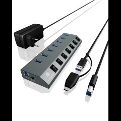 Icy Box IB-HUB1701-C3 USB 3.2 Gen 1 (3.1 Gen 1) Type-B 5000 Mbit/s Anthracite