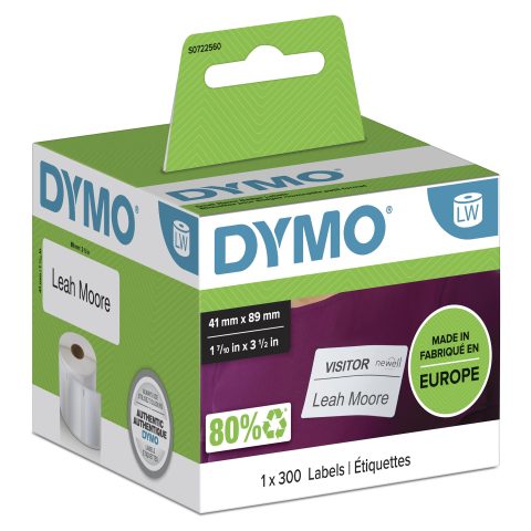 Dymo LW - Small Name Badge Labels - 41 x 89 mm - S0722560 Balts Pašlīmējošās…