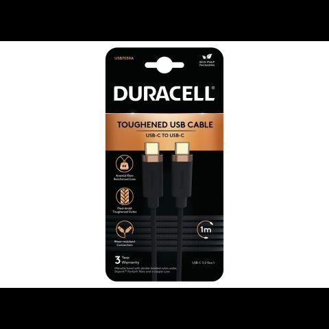Duracell USB7030A USB kabelis USB C Melns