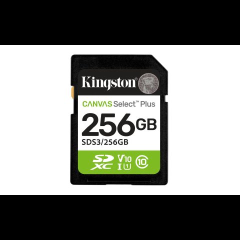 Kingston Technology Canvas Select Plus Gen3 256 GB SD UHS-I Klases 10