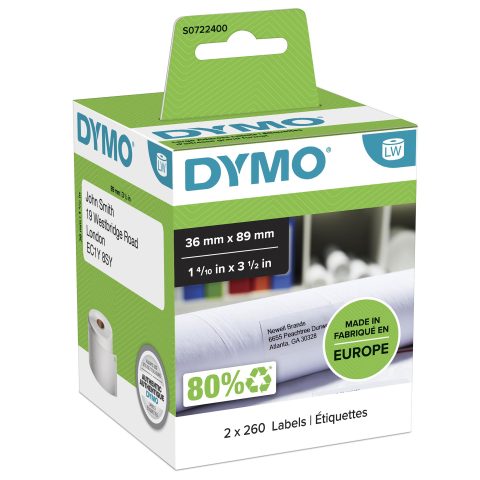 Dymo LW - Large Address Labels - 36 x 89 mm - S0722400 Balts Pašlīmējošās pri…