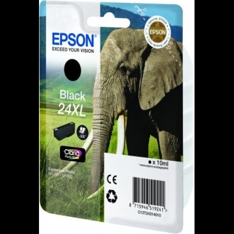Epson Elephant Singlepack Black 24XL Claria Photo HD Ink