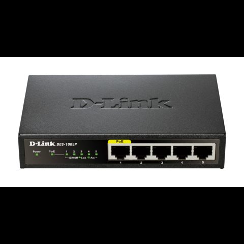 D-Link DES-1005P Неуправляемый L2 Fast Ethernet (10/100) Питание по Ethernet (P…