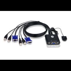 Aten CS22U-AT (KVM) tastatūras/video/peļu pārslēgšanas mehānisms Melns